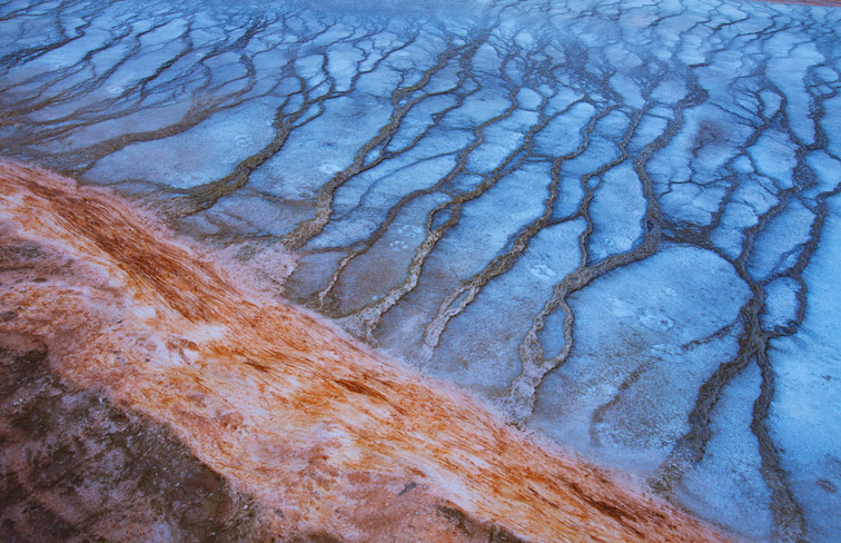 Thermophillic bacteria, Grand Prismatic Spring, Midway Geyser Basin, Yellowstone National Park, Wyoming, USA